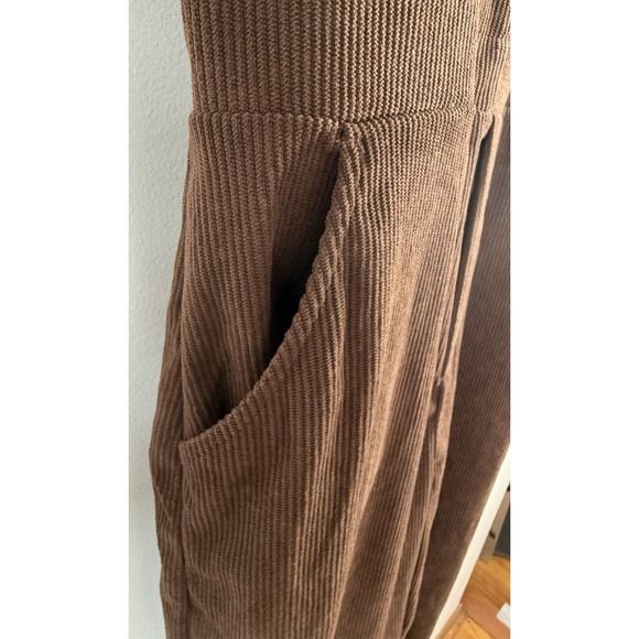 Halara Corduroy Overalls Womens Small Brown Button Top Wide Leg Fall Boho NWT - Picture 2 of 13